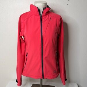 LL Bean Windbreaker Jacket Sz S Coral Pink Softshell Full Zip Outdoor Activewear